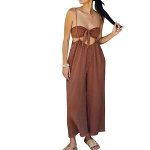 Anthropologie The Wrenley Suspender Jumpsuit size Small